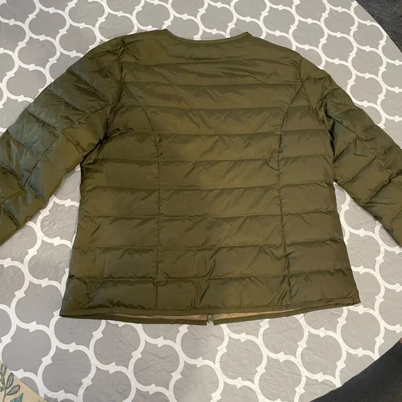 J Jill Medium Olive Green 75% Down Packable Puffer Jacket Coat - Picture 5 of 6